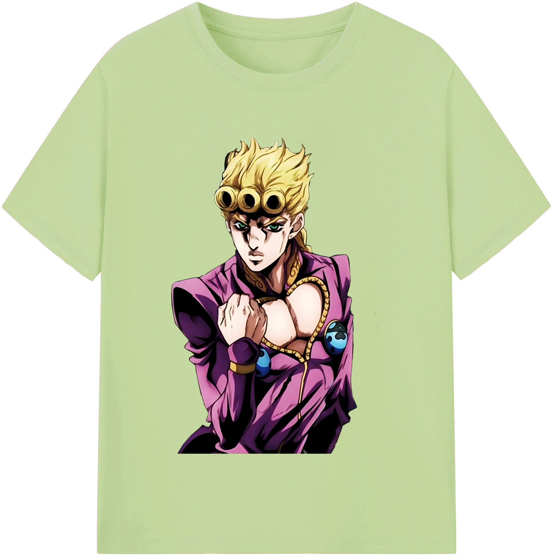（画像用） ジョジョの奇妙な冒険 ジョルノ?ジョバァーナ JoJo's Bizarre Adventure Giorno Giovanna 綿100％半袖Tシャツ（フロントプリント）